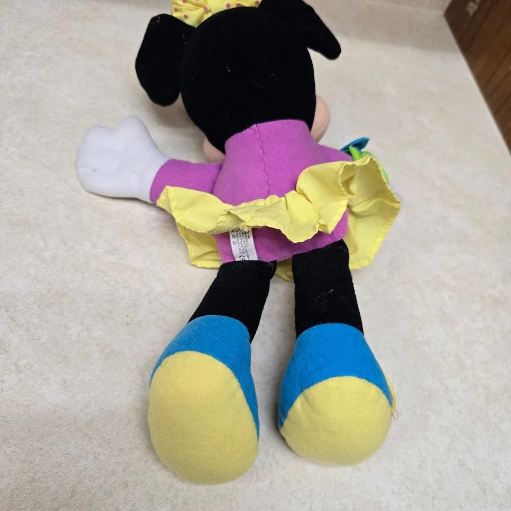 Vtg Disney Minnie Mouse Dress Me Sensory Plush Learning Toy Zipper Button Tie‎